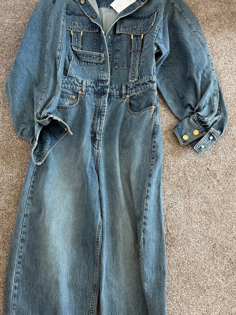 Zimmermann Size 1 Blue Denim Bootcut Jumpsuit - Picture 2 of 6